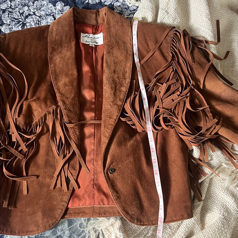 Vintage Ann Taylor Suede Fringe Jacket - Picture 11 of 15